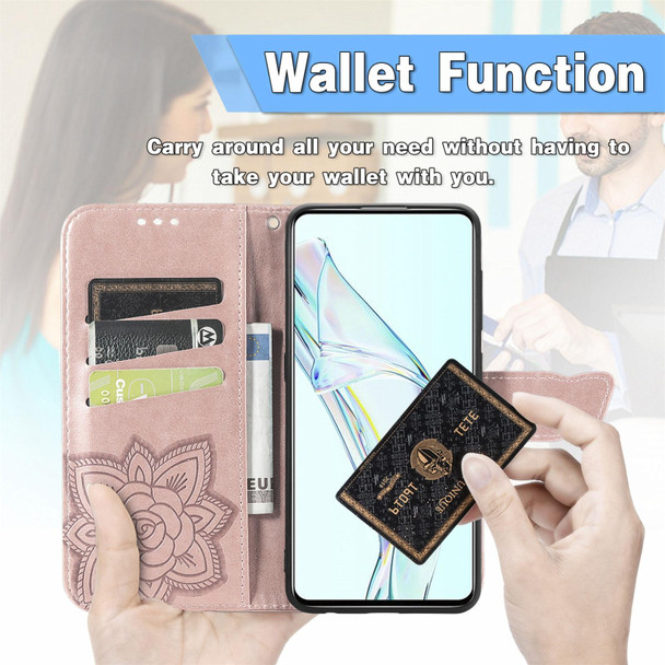 ZTE Axon 30 5G Butterfly Love Flower Embossed Horizontal Flip Leather Case with Holder & Card Slots & Wallet & Lanyard(Rose Gold)