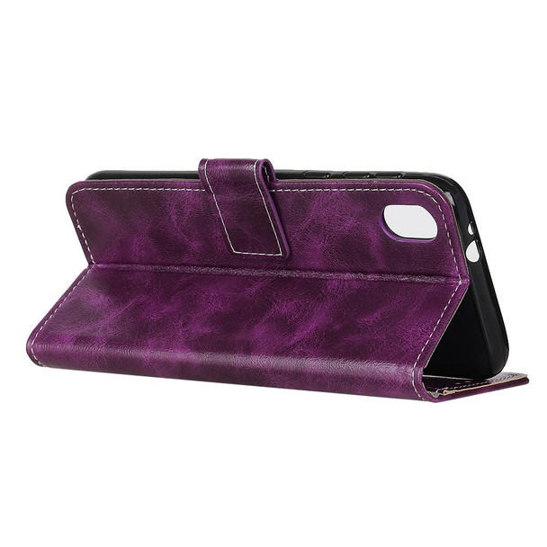 ZTE Blade A3 2020 Retro Crazy Horse Texture Horizontal Flip Leather Case with Holder & Card Slots & Photo Frame & Wallet(Purple)