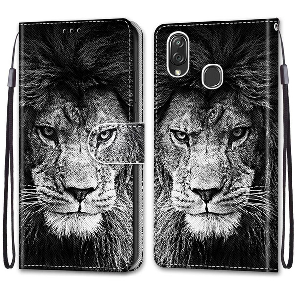 ZTE Blade V10 Vita Coloured Drawing Cross Texture Horizontal Flip PU Leather Case with Holder & Card Slots & Wallet & Lanyard(Black White Lion Head)