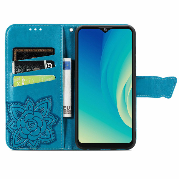 ZTE Blade A7S 2020 Butterfly Love Flowers Embossed Horizontal Flip Leather Case with Holder & Card Slots & Wallet & Lanyard(Blue)