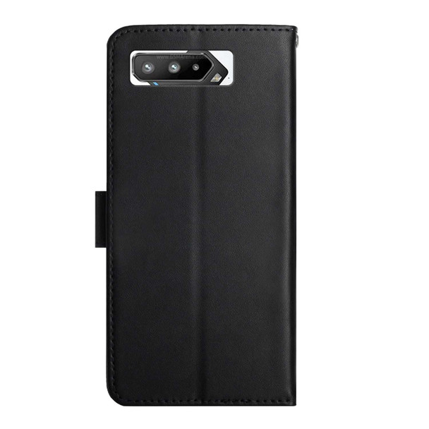 Asus ROG Phone 5 ZS673KS Genuine Leatherette Fingerprint-proof Flip Phone Case(Black)