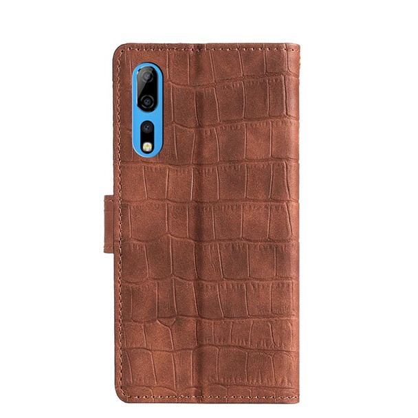 ZTE Axon 10 Pro Skin Feel Crocodile Texture Magnetic Clasp PU Leather Phone Case(Brown)