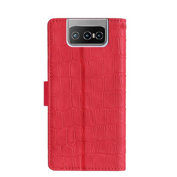 Asus Zenfone 7 ZS670KS / 7 Pro ZS671KS Skin Feel Crocodile Texture Magnetic Clasp PU Leatherette Phone Case(Red)