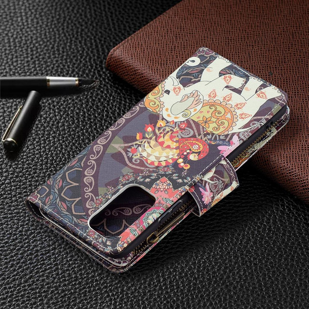 Xiaomi Redmi Note 10 Pro Colored Drawing Pattern Zipper Horizontal Flip Leather Case with Holder & Card Slots & Wallet(Flower Elephants)