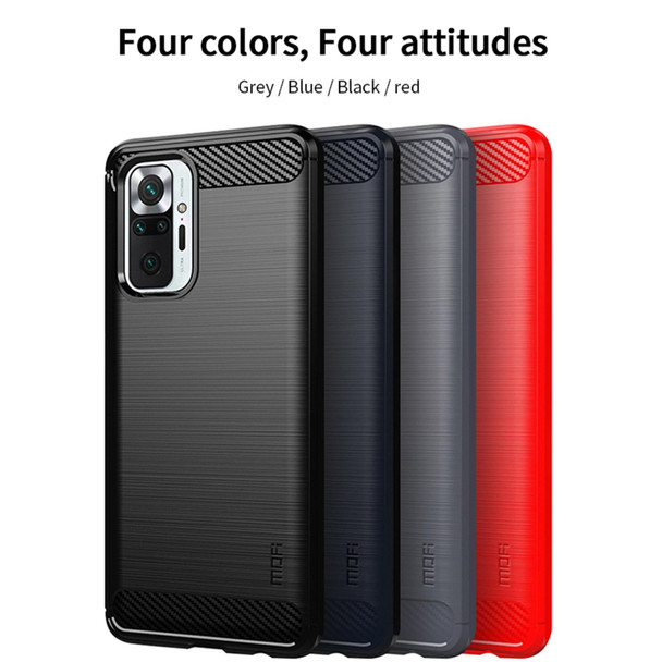 Xiaomi Redmi Note 10 Pro / Note 10 Pro Max MOFI Gentleness Series Brushed Texture Carbon Fiber Soft TPU Case(Blue)