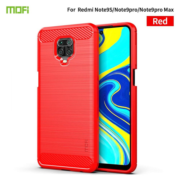 Xiaomi Redmi Note 9s / Note 9 Pro / Note 9 Pro Max / Foco M2 Pro MOFI Gentleness Series Brushed Texture Carbon Fiber Soft TPU Case(Red)