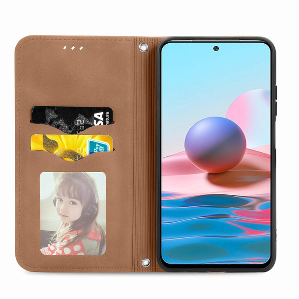 Xiaomi Redmi Note 10 4G Retro Skin Feel Business Magnetic Horizontal Flip Leather Case with Holder & Card Slots & Wallet & Photo Frame(Brown)