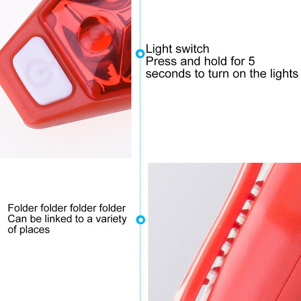 Multifunctional Outdoor Bicycling Running Warning Light Bicycle Taillight LED Back Clip Light(Red)