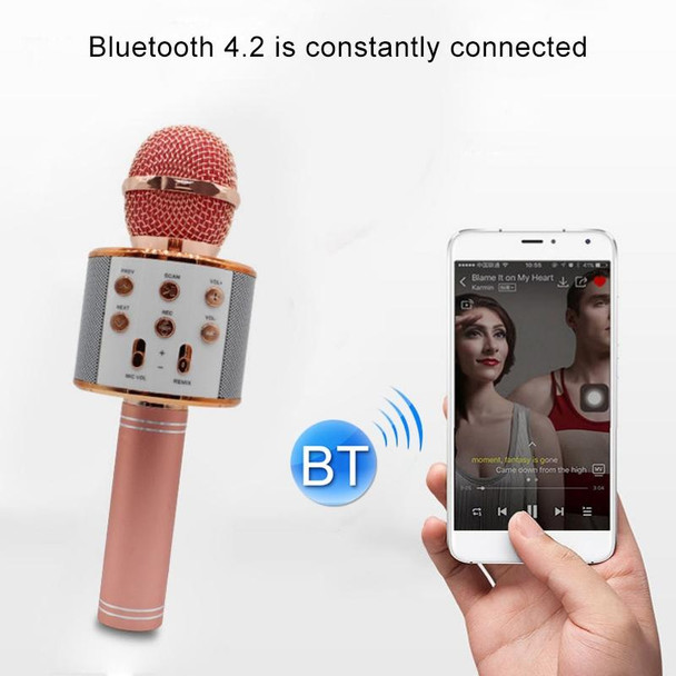 WS-858 Metal High Sound Quality Handheld KTV Karaoke Recording Bluetooth Wireless Microphone, for Notebook, PC, Speaker, Headphone, iPad, iPhone, Galaxy, Huawei, Xiaomi, LG, HTC and Other Smart Phone
