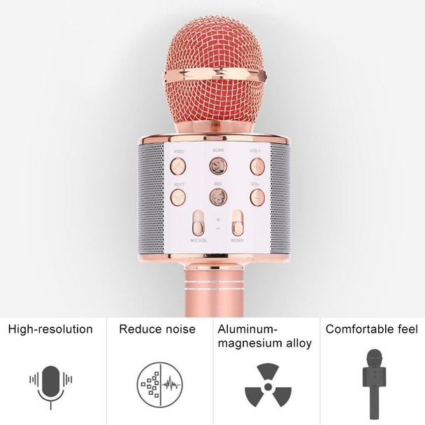 WS-858 Metal High Sound Quality Handheld KTV Karaoke Recording Bluetooth Wireless Microphone, for Notebook, PC, Speaker, Headphone, iPad, iPhone, Galaxy, Huawei, Xiaomi, LG, HTC and Other Smart Phone