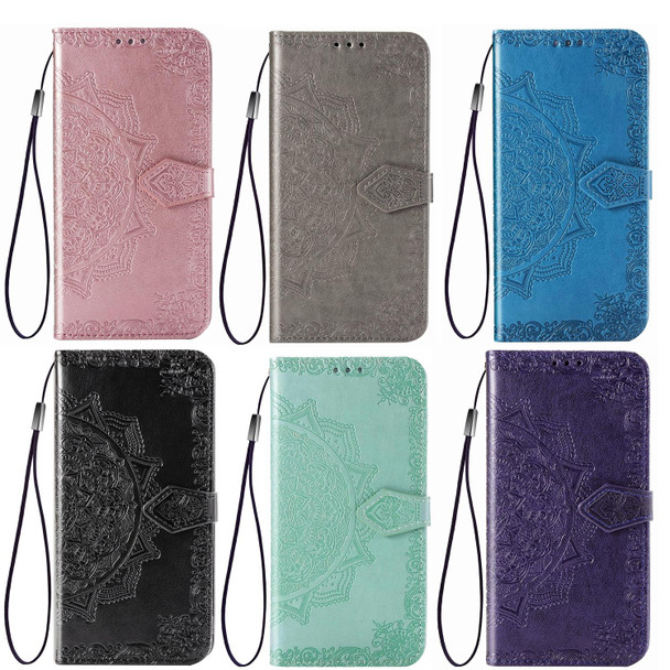 Asus Zenfone 7 Pro ZS671KS Mandala Flower Embossed Horizontal Flip Leatherette Case with Bracket / Card Slot / Wallet / Lanyard(Purple)