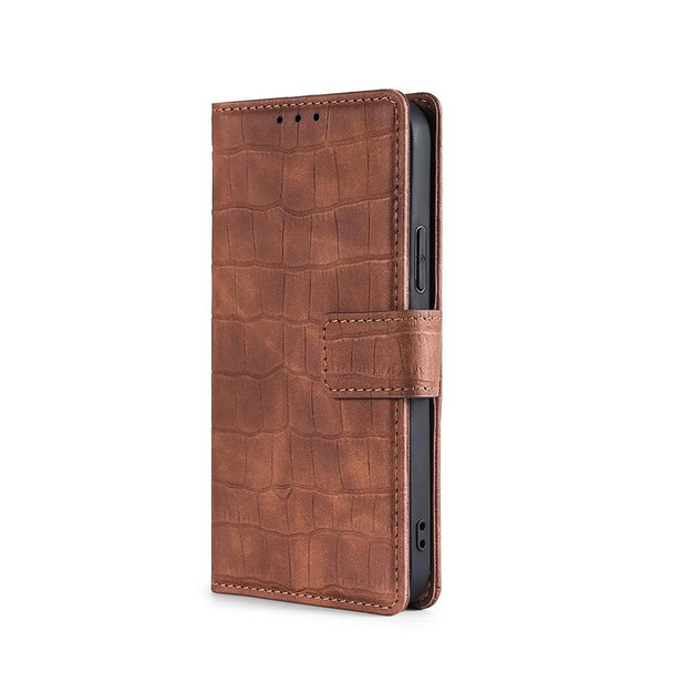 ZTE Axon 11 5G Skin Feel Crocodile Texture Magnetic Clasp PU Leather Phone Case(Brown)