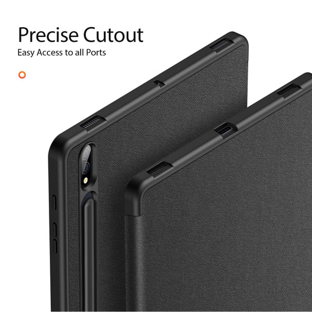 Samsung Galaxy Tab S8+ / Tab S8 Plus / Tab S7 FE / Tab S7+ DUX DUCIS Domo Series Horizontal Flip Magnetic PU Leather Case with Three-folding Holder & Wake-up / Sleep Function(Black)