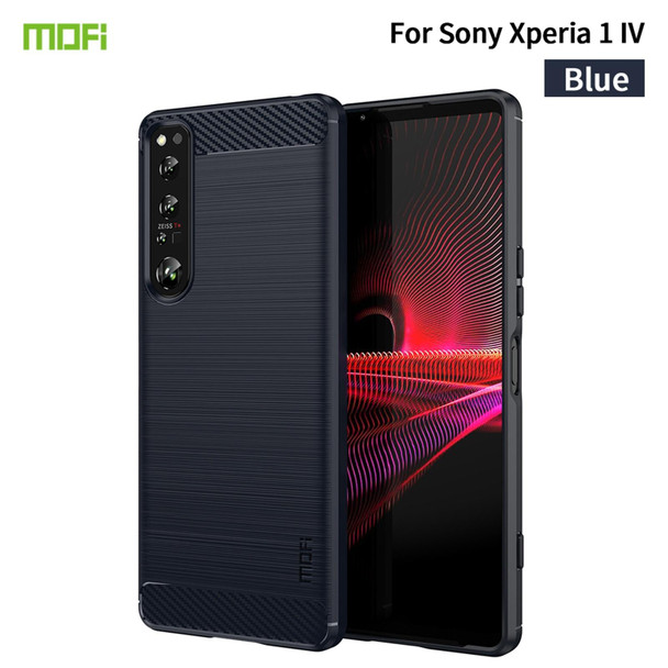 Sony Xperia 1 IV MOFI Gentleness Series Brushed Texture Carbon Fiber Soft TPU Case(Blue)