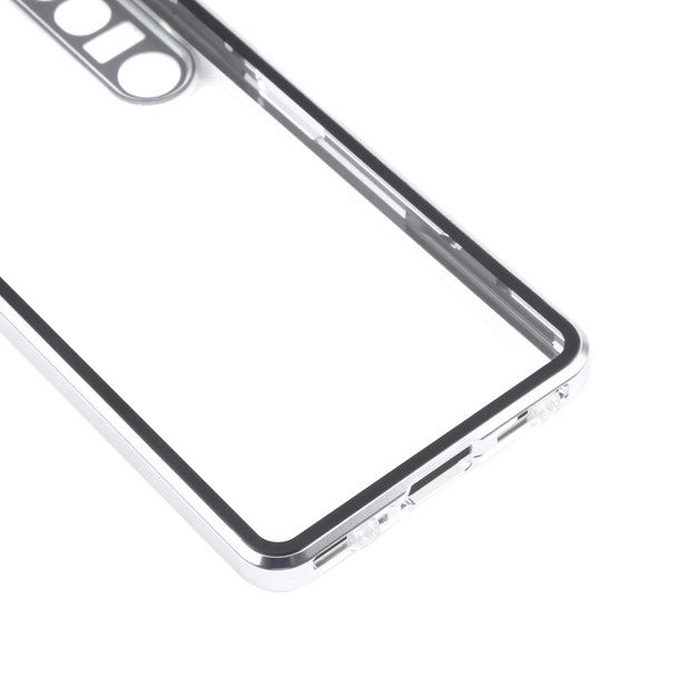 Sony Xperia 1 IV HD Magnetic Metal Tempered Glass Phone Case(Silver)