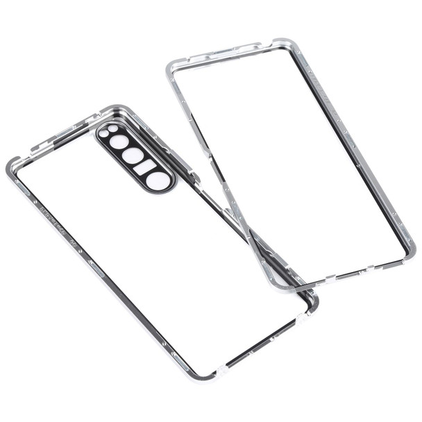 Sony Xperia 1 IV HD Magnetic Metal Tempered Glass Phone Case(Silver)