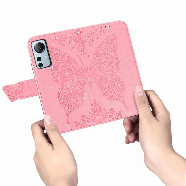 Xiaomi Redmi Note 11T Butterfly Love Flower Embossed Horizontal Flip Leather Phone Case(Pink)