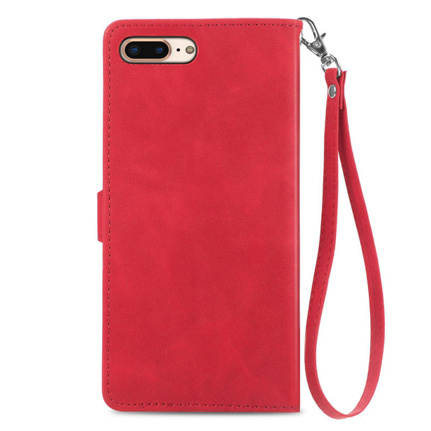 Embossed Flower Shockproof Leatherette Phone Case - iPhone SE 2022 / SE 2020 / 8 / 7(Red)