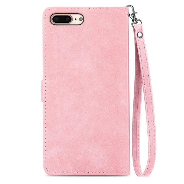 Embossed Flower Shockproof Leatherette Phone Case - iPhone SE 2022 / SE 2020 / 8 / 7(Pink)
