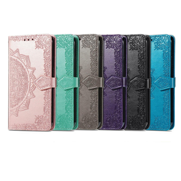 Xiaomi Redmi Note 11T 5G Mandala Flower Embossed Horizontal Flip Leather Phone Case(Blue)