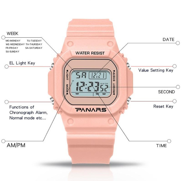 SYNOKE 9620 Couple Sports Plastic Strap Electronic Watch(Transparent Pink)