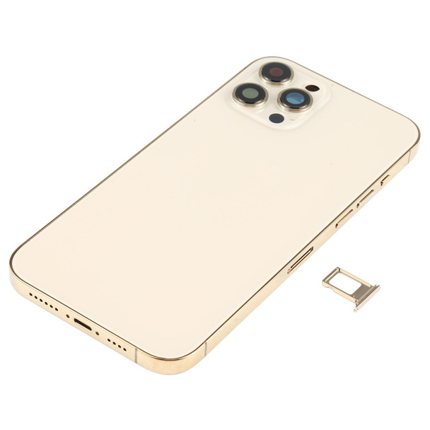 Battery Back Cover Assembly (with Side Keys & Loud Speaker & Motor & Camera Lens & Card Tray & Power Button + Volume Button + Charging Port & Wireless Charging Module) for iPhone 12 Pro Max(Gold)