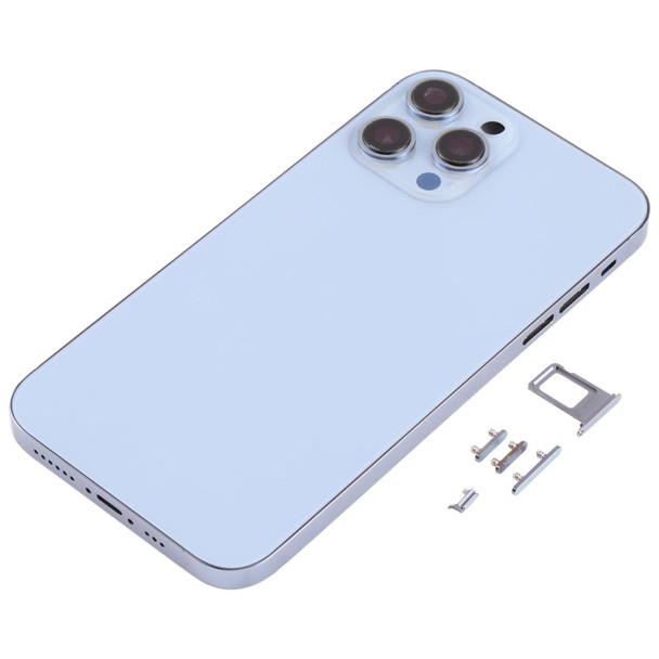 Stainless Steel Material Back Housing Cover with Appearance Imitation of iP13 Pro for iPhone XR(Blue)