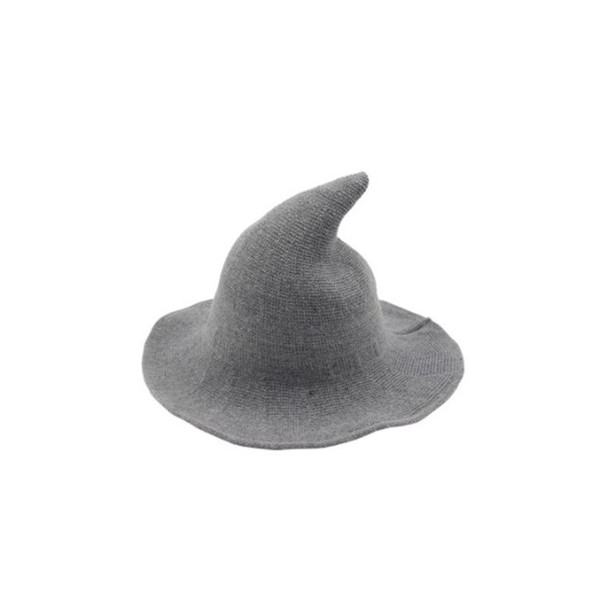 Halloween Personality Wizard Steeple Great Brim Wool Cap(Light Grey)