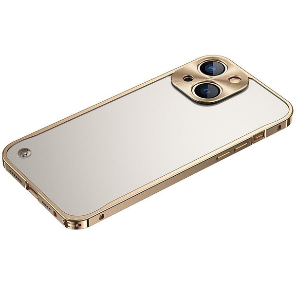 Metal Frame Frosted PC Shockproof Phone Case - iPhone 13(Gold)