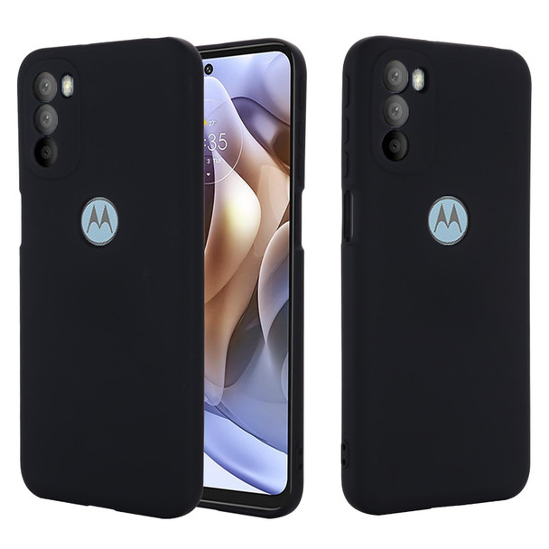 Motorola Moto G51 5G Pure Color Liquid Silicone Shockproof Full Coverage Phone Case(Black)