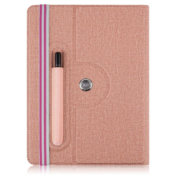 10 inch Cloth Texture Horizontal Flip Universal Tablet PC Leatherette Case with Pen Slot(Rose Gold)