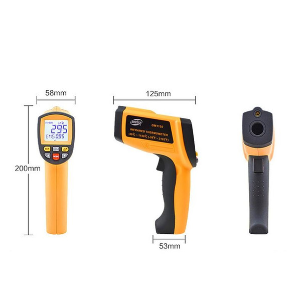 Infrared Thermometer, Temperature Range: -50 - 700 Degrees Celsius(Yellow)