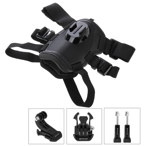 PULUZ Hound Dog Fetch Harness Adjustable Chest Strap Mount for GoPro HERO10 Black / HERO9 Black / HERO8 Black / HERO7 /6 /5 /5 Session /4 Session /4 /3+ /3 /2 /1, Xiaoyi and Other Action Cameras(Black)