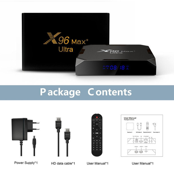 X96 Max+ Ultra 4GB+64GB Amlogic S905X4 8K Smart TV BOX Android 11.0 Media Player, Plug Type:EU Plug