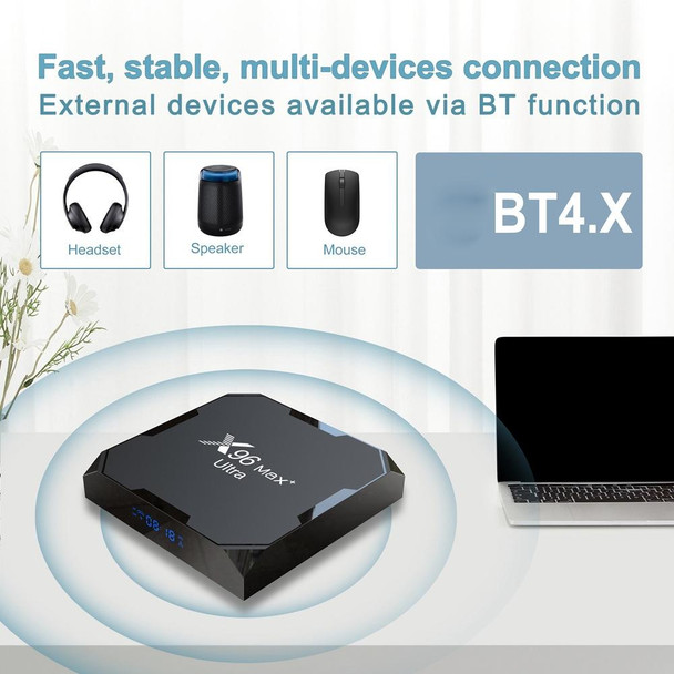 X96 Max+ Ultra 4GB+64GB Amlogic S905X4 8K Smart TV BOX Android 11.0 Media Player, Plug Type:EU Plug