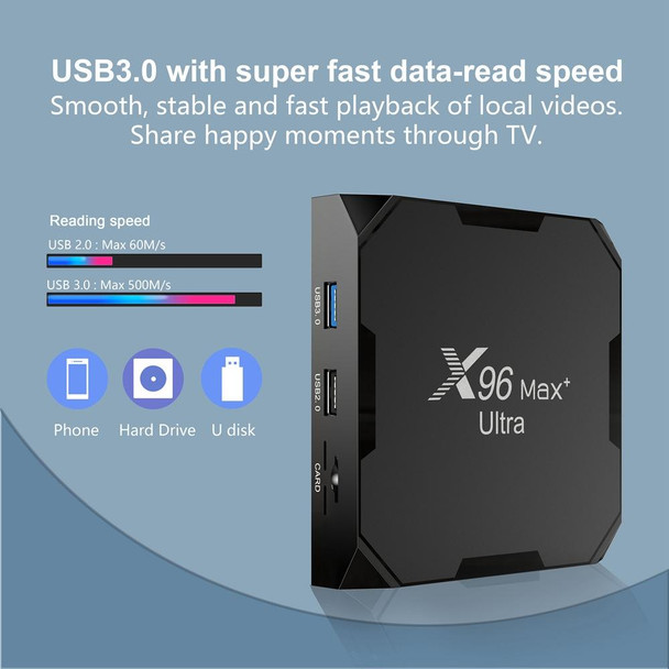 X96 Max+ Ultra 4GB+32GB Amlogic S905X4 8K Smart TV BOX Android 11.0 Media Player, Plug Type:EU Plug