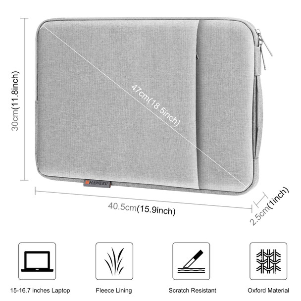 HAWEEL Laptop Sleeve Case Zipper Briefcase Bag with Handle for 15-16.7 inch Laptop(Grey)