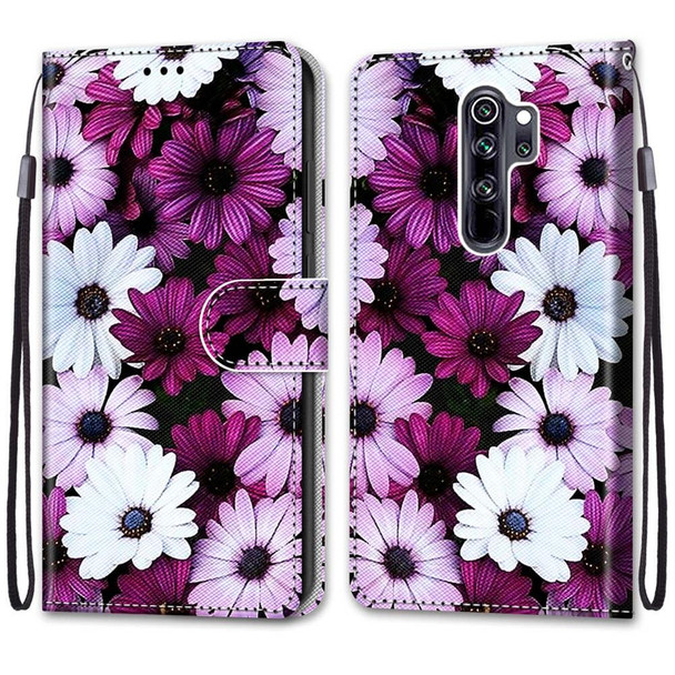 Xiaomi Redmi Note 8 Pro Coloured Drawing Cross Texture Horizontal Flip PU Leather Case with Holder & Card Slots & Wallet & Lanyard(Chrysanthemum Pink White Purple)