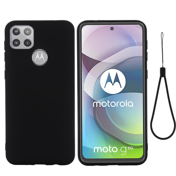 Motorola Moto G 5G Solid Color Liquid Silicone Dropproof Full Coverage Protective Case(Black)