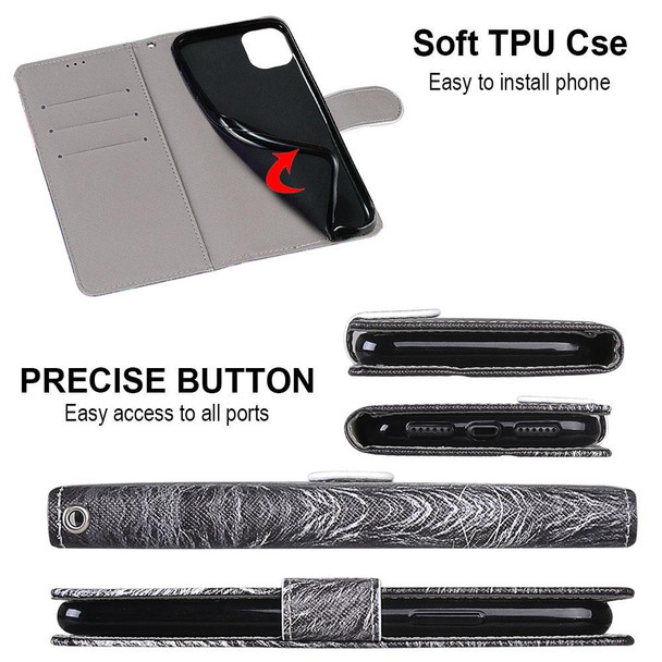 Coloured Drawing Cross Texture Horizontal Flip PU Leatherette Case with Holder & Card Slots & Wallet & Lanyard - iPhone 12 Pro Max(B11 Black White Lion Head)