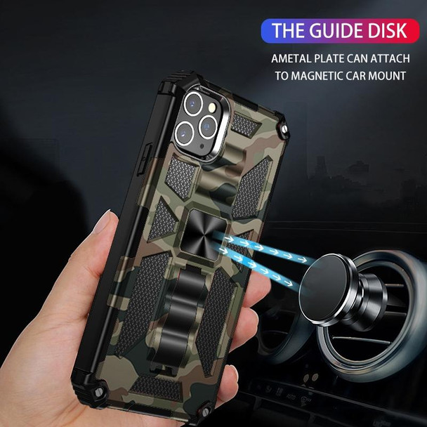 Camouflage Armor Shockproof TPU + PC Magnetic Protective Case with Holder - iPhone 12 / 12 Pro(Army Green)