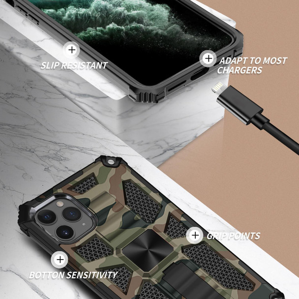 Camouflage Armor Shockproof TPU + PC Magnetic Protective Case with Holder - iPhone 12 Pro Max(Army Green)