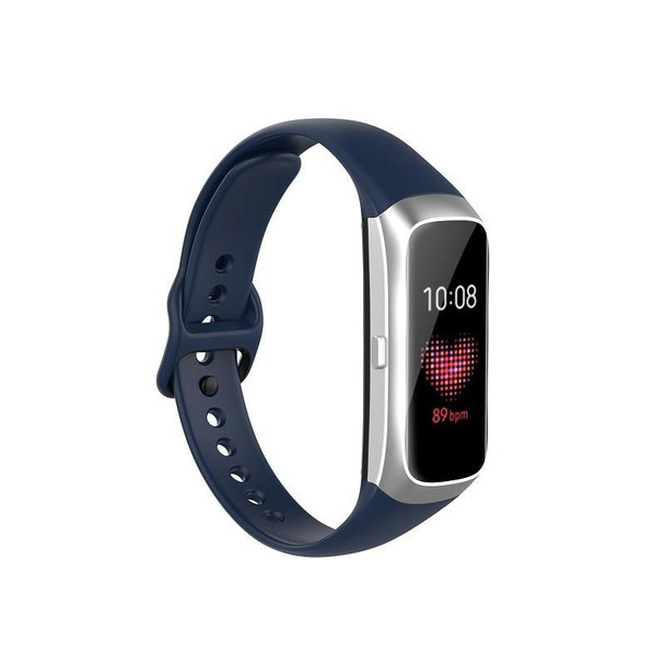 Samsung Galaxy Fit SM-R370 Silicone Steel Shrapnel Black Buckle Watch Band(Blue)