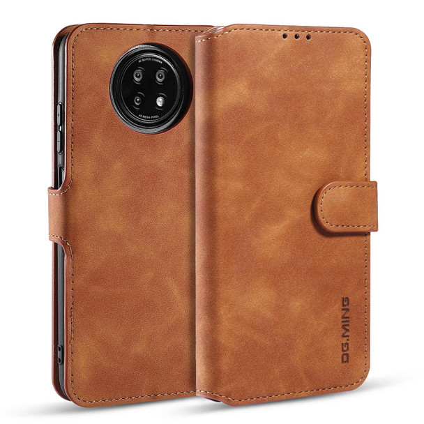Xiaomi Redmi Note 9T 5G DG.MING Retro Oil Side Horizontal Flip Leather Case with Holder & Card Slots & Wallet(Brown)