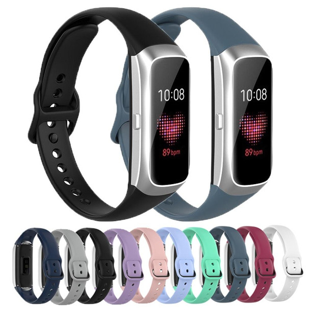 Samsung Galaxy Fit SM-R370 Silicone Steel Shrapnel Black Buckle Watch Band(Wine Red)