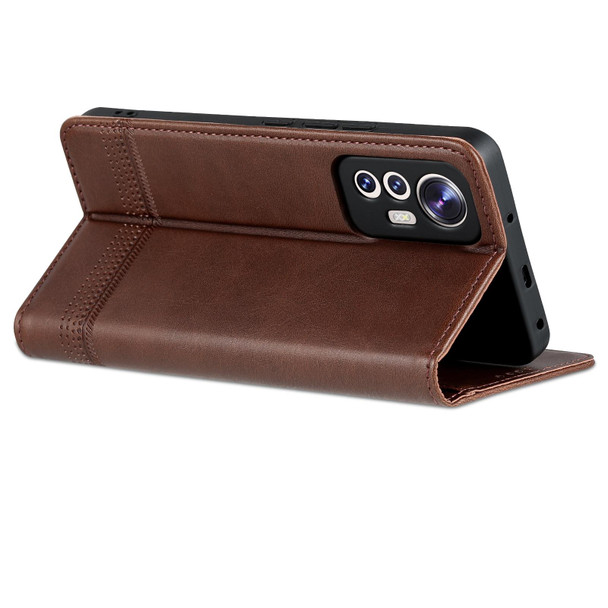 Xiaomi 12 Lite AZNS Magnetic Calf Texture Leather Phone Case(Dark Brown)