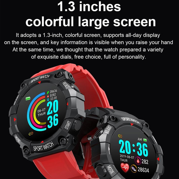 FD68 1.3 inch Color Round Screen Sport Smart Watch, Support Heart Rate / Multi-Sports Mode(Red)