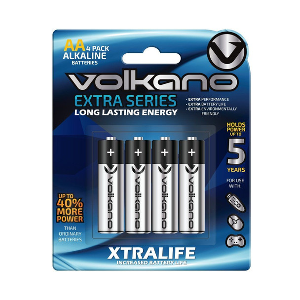 Volkano Extra Series Alkaline Batteries - AA Pack of 4