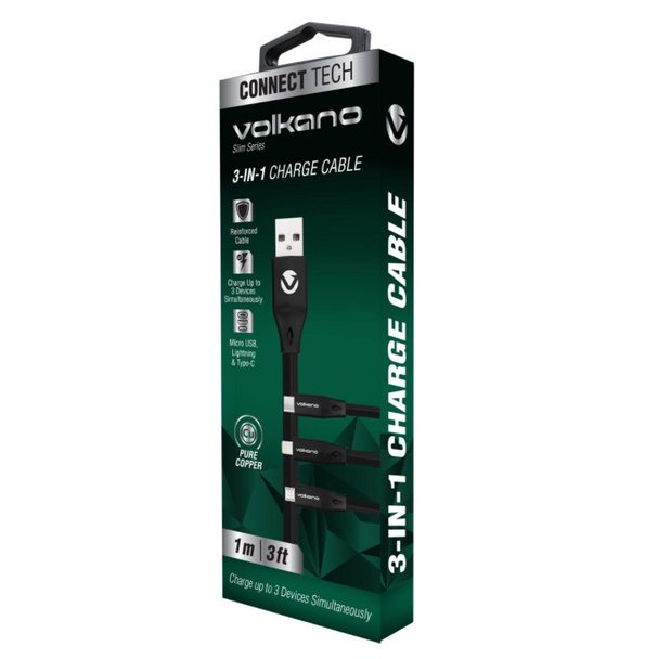 Volkano Slim Series 3-in-1 Charging Cable