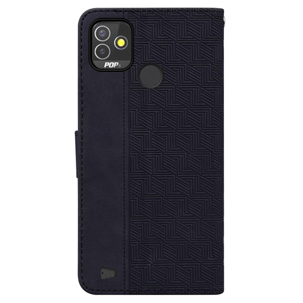 Tecno Pop 5P Geometric Embossed Leather Phone Case(Black)